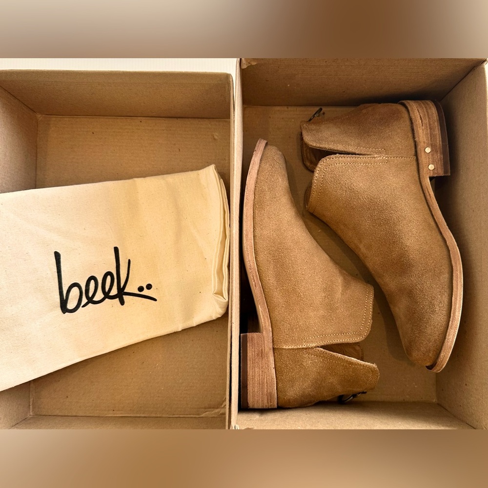 Beek! Ankle Bootie/“Falcon” Suede/Zip-up/Chestnut/Size-7.5 - Picture 4 of 16